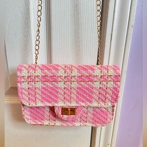 Francesca’s Pink Valerie Plaid crossbody purse